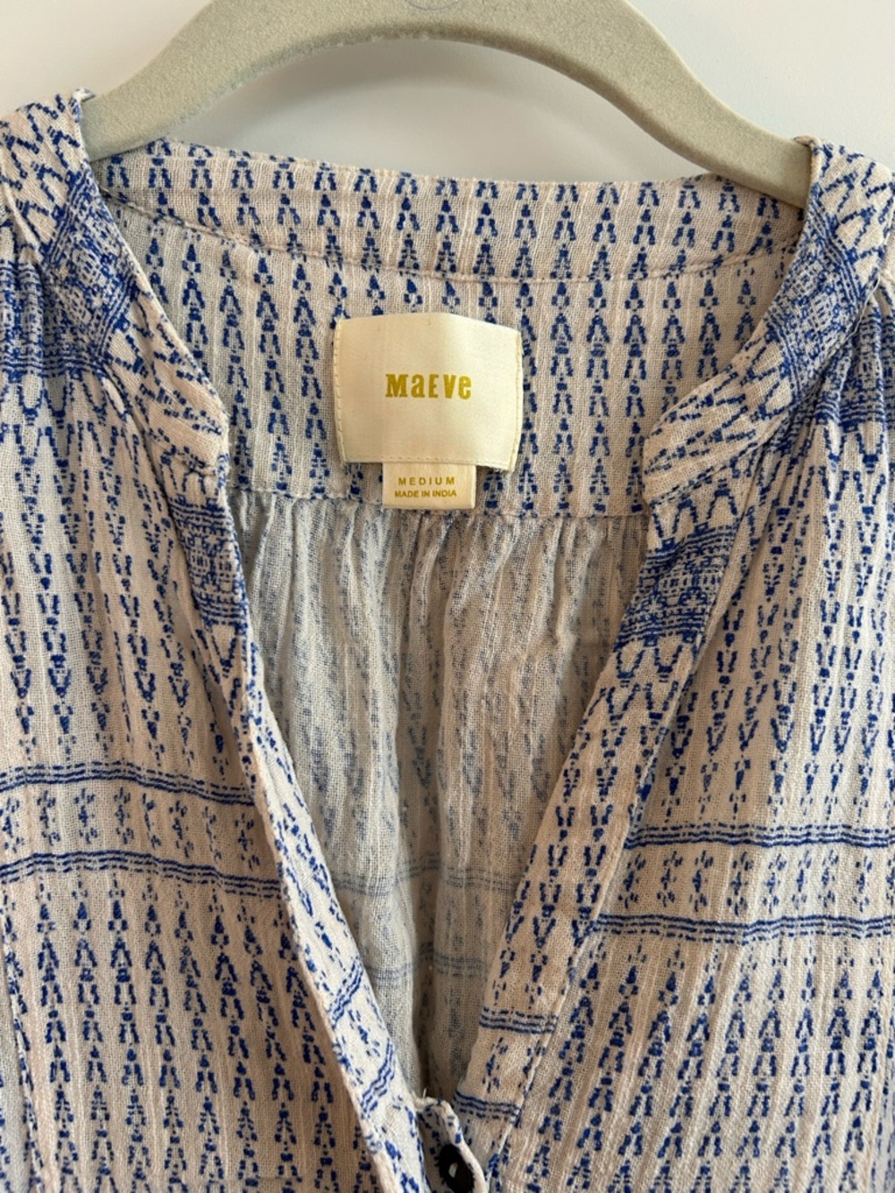 Maeve Blue & Cream Patterned Button-Front Tunic - Picture 3 of 4